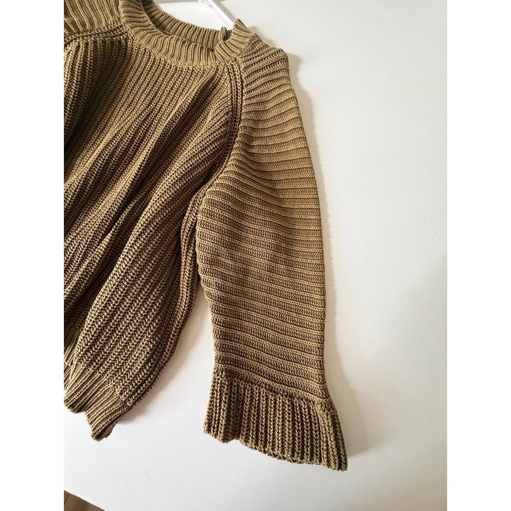 Maeve Anthropologie Olive Green Chunky Knit Cotton Sweater XL - Picture 5 of 9